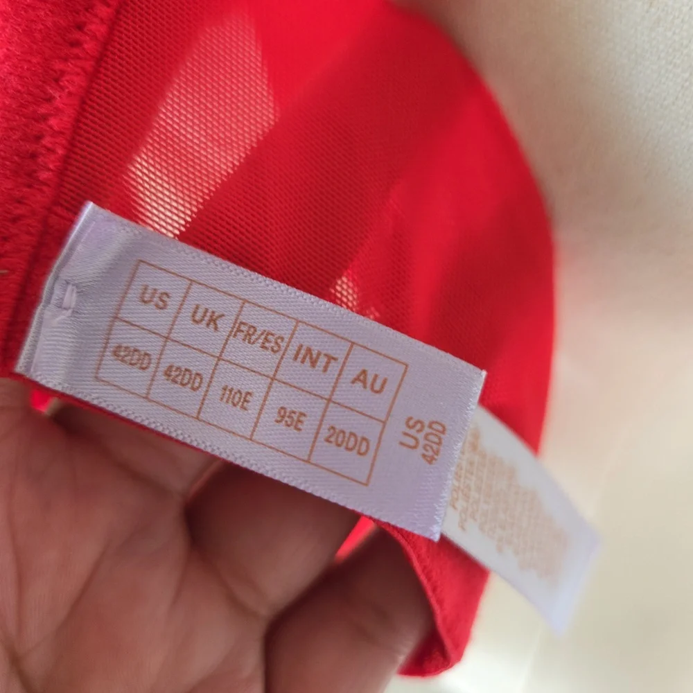 Savage x Fenty Red Lace Cage Demi Cup Bra Size 42DD - Picture 12 of 13